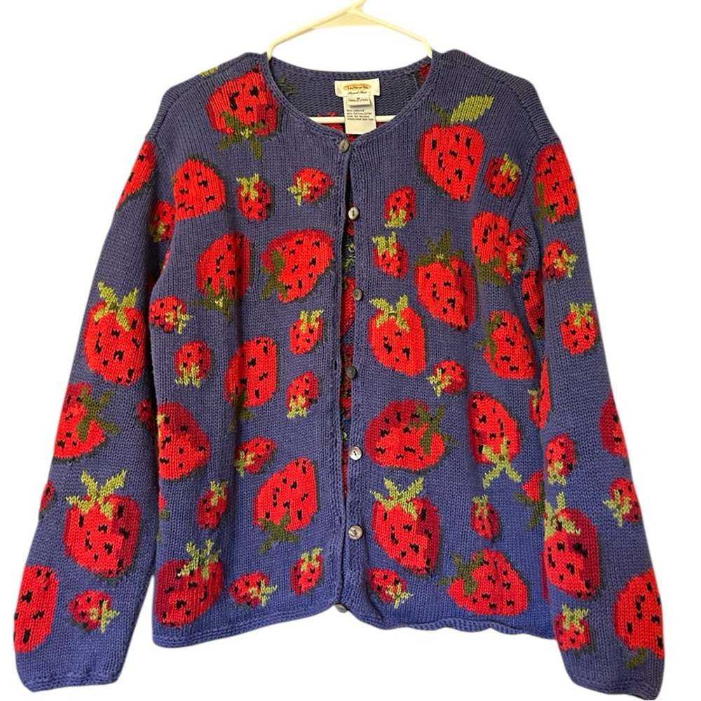 Talbots Vintage Strawberry Cardigan